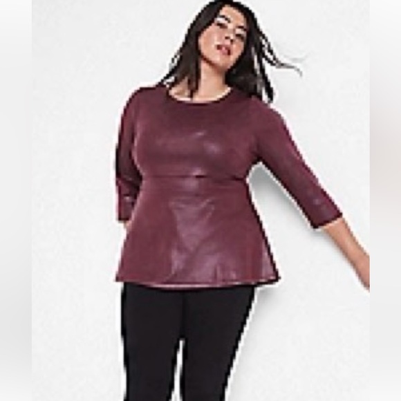 Classic 3/4-Sleeve Crew-Neck Scuba Peplum Top - Picture 1 of 5